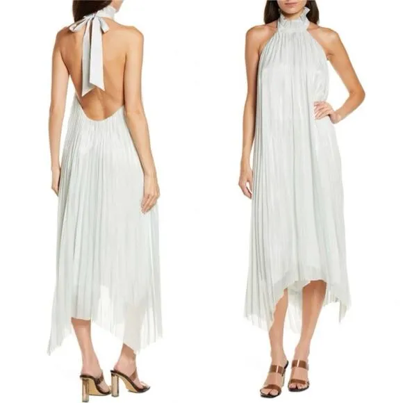 AllSaints Alaya Romantic Halter Neck High-Low Maxi Dress Light Mint Green 8 NWOT