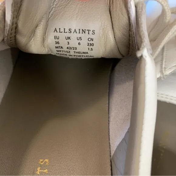 AllSaints Thelma Suede Low Top Sneakers in White - Size 6