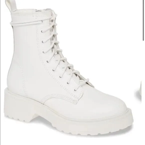 All white heeled boots