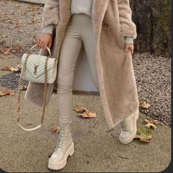 All white heeled boots