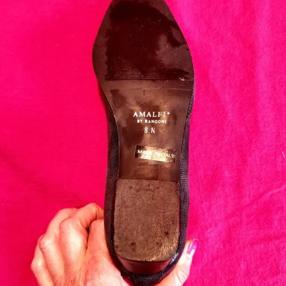 AMALFI by Rangoni Green Snake Leather Horsebit Square Toe Loafers Sz 8 EUC