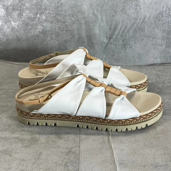 Amalfi By Rangoni Women's White Parmasoft Leather Brent Platform Sandals SZ 9.5