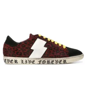 AMIRI Live Forever Leopard Viper Sneakers Red Black White Mens Size EU 44 US 11