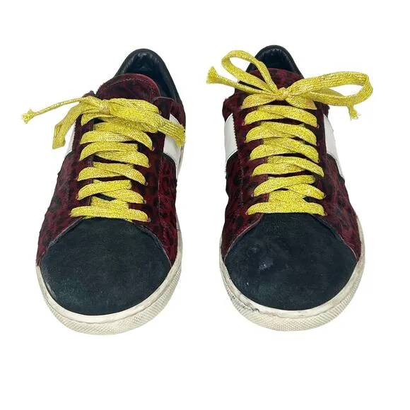 AMIRI Live Forever Leopard Viper Sneakers Red Black White Mens Size EU 44 US 11