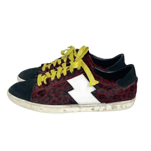 AMIRI Live Forever Leopard Viper Sneakers Red Black White Mens Size EU 44 US 11