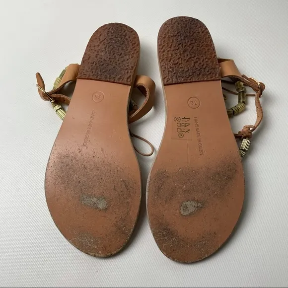 Ancient Greek Sandals Embellished T-Strap Sandals - sz 38