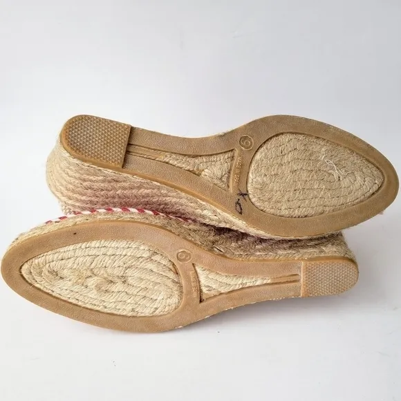Andre Assous Striped Wedge Lace Up Espadrille Red White Size 10 New