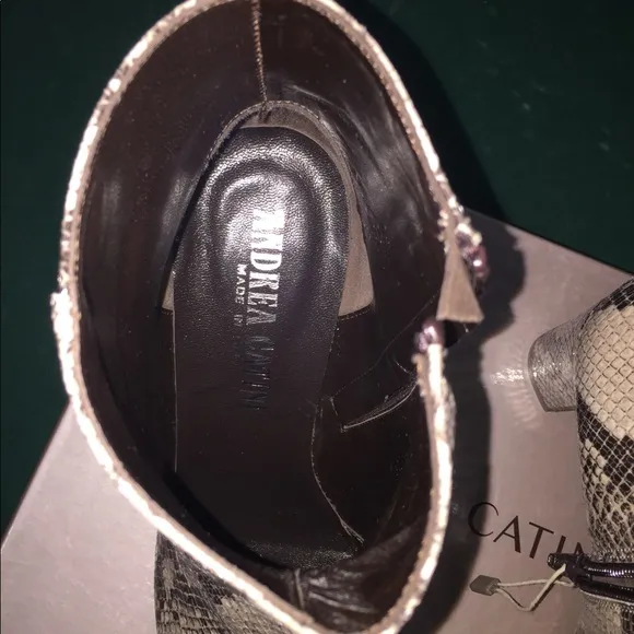 ANDREA CATINI LEATHER SNAKESKIN PRINT BOOTS SZ 40