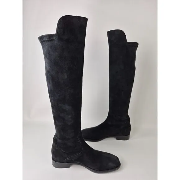 Ann Mashburn Women's Black Suede Knee-High Pull-On Boots Size 38