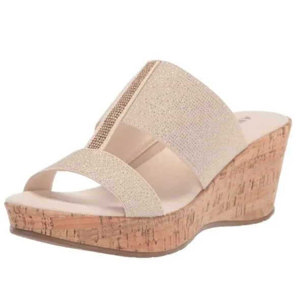 Anne Klein Harmoni Wedge Sandals Platinum 11