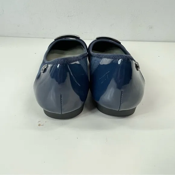 Anne Klein Shoes Adette Navy Blue Patent Slip On Flats Size 8