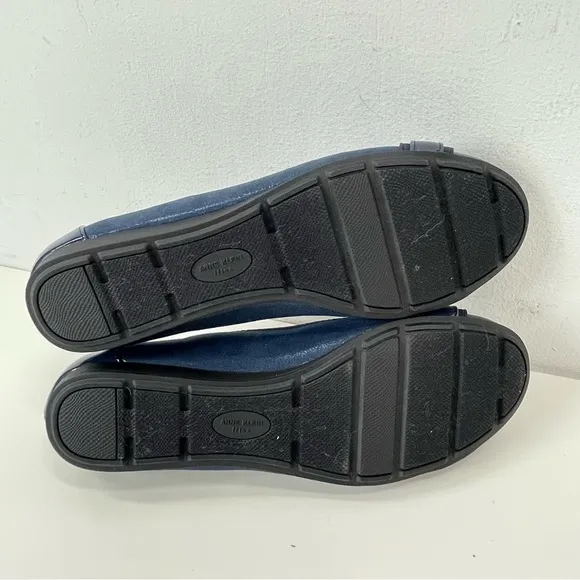 Anne Klein Shoes Adette Navy Blue Patent Slip On Flats Size 8