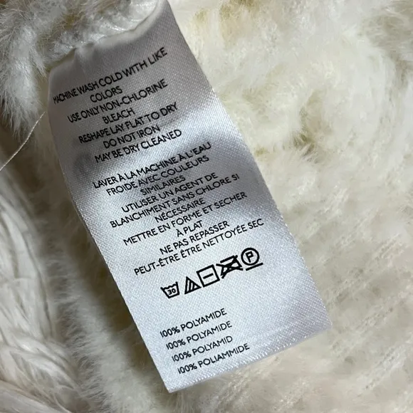 Anthropologie Cream Fuzzy Ribbed Knit Sweater – Soft Cropped – Size S