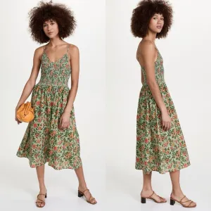Anthropologie / dRA Green Block Print Floral Dress