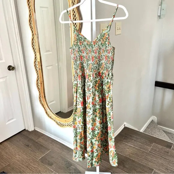 Anthropologie / dRA Green Block Print Floral Dress