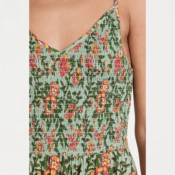 Anthropologie / dRA Green Block Print Floral Dress