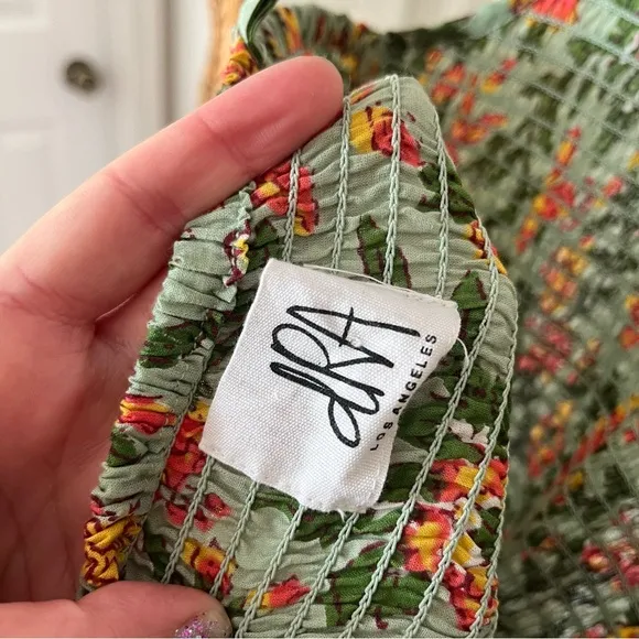Anthropologie / dRA Green Block Print Floral Dress