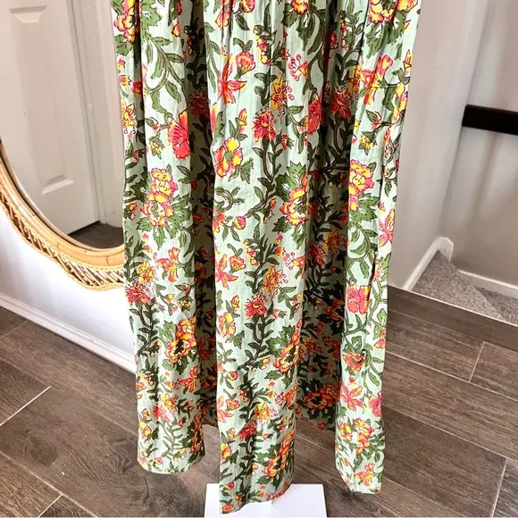 Anthropologie / dRA Green Block Print Floral Dress
