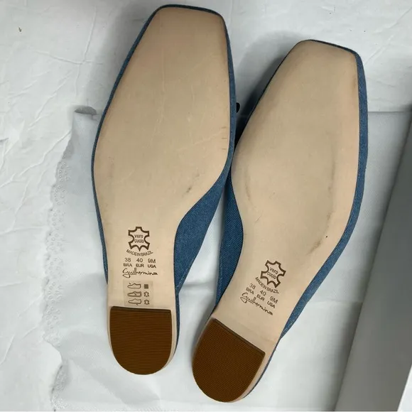Anthropologie Guillermina Blue Denim Bow Flats NIB