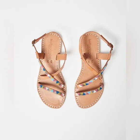 ANTHROPOLOGIE LAIDBACK LONDON AZARI TRIBAL BEADED SANDALS