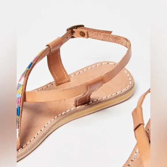 ANTHROPOLOGIE LAIDBACK LONDON AZARI TRIBAL BEADED SANDALS