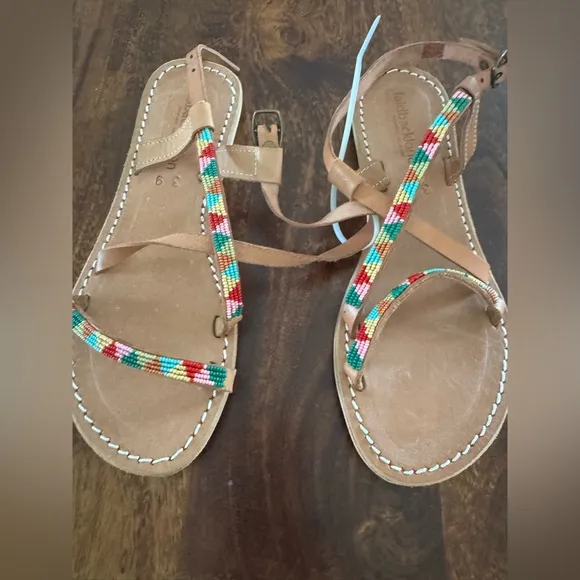 ANTHROPOLOGIE LAIDBACK LONDON AZARI TRIBAL BEADED SANDALS
