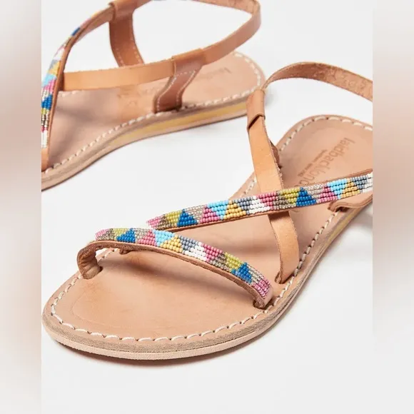 ANTHROPOLOGIE LAIDBACK LONDON AZARI TRIBAL BEADED SANDALS