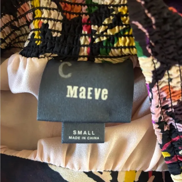 {Anthropologie} Maeve Carrizo Mixed Abstract Floral Print Silk Skirt Small