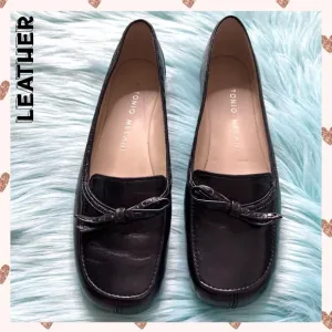 ANTONIO MELANI 90s SOFT LEATHER Slip On Loafers With Bow Womens 7.5