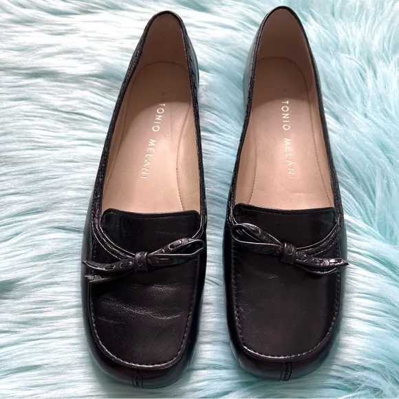 ANTONIO MELANI 90s SOFT LEATHER Slip On Loafers With Bow Womens 7.5