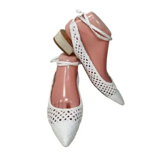 Antonio Melani Women's Size 8.5 Jennifer Sumko Sling back White Flats Shoes 201