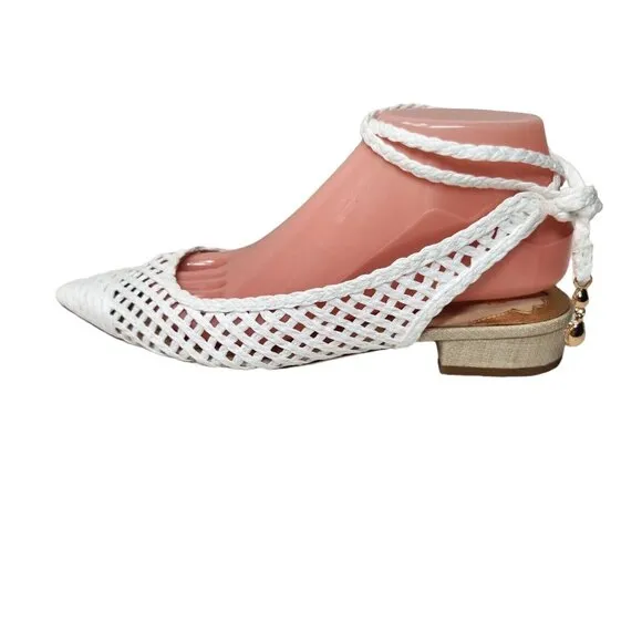 Antonio Melani Women's Size 8.5 Jennifer Sumko Sling back White Flats Shoes 201