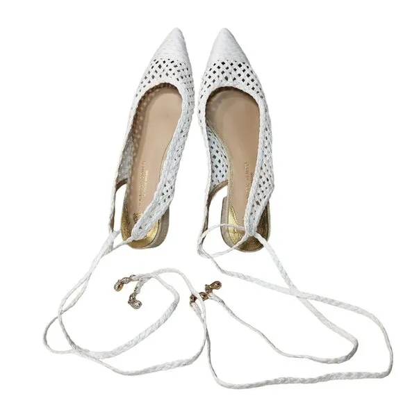 Antonio Melani Women's Size 8.5 Jennifer Sumko Sling back White Flats Shoes 201