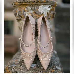 Antonio Melani x Jennifer Sumko Lyssa Lou Leather Studded Mary Jane Flats