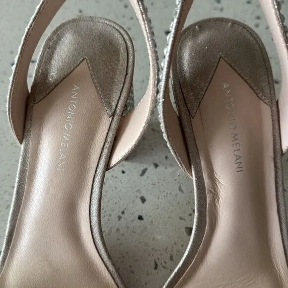 Antonio Melani Marryanna Rhinestone Embellished Ankle Strap Dress Sandals Sz 7.5