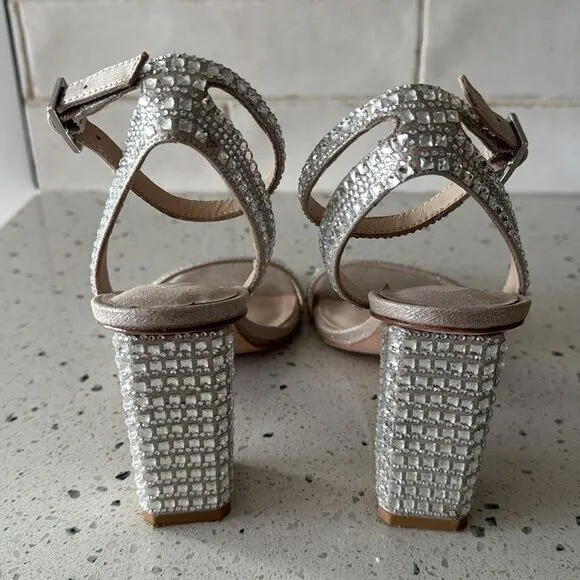 Antonio Melani Marryanna Rhinestone Embellished Ankle Strap Dress Sandals Sz 7.5