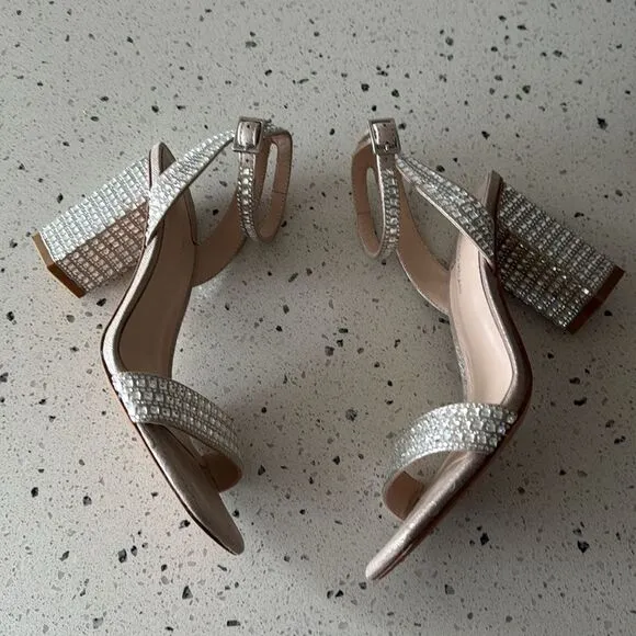Antonio Melani Marryanna Rhinestone Embellished Ankle Strap Dress Sandals Sz 7.5