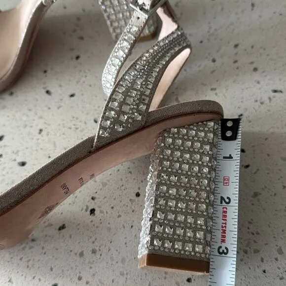 Antonio Melani Marryanna Rhinestone Embellished Ankle Strap Dress Sandals Sz 7.5