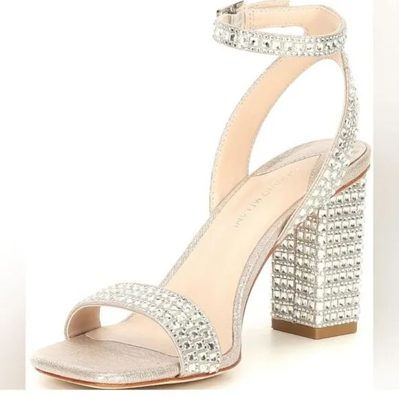 Antonio Melani Marryanna Rhinestone Embellished Ankle Strap Dress Sandals Sz 7.5