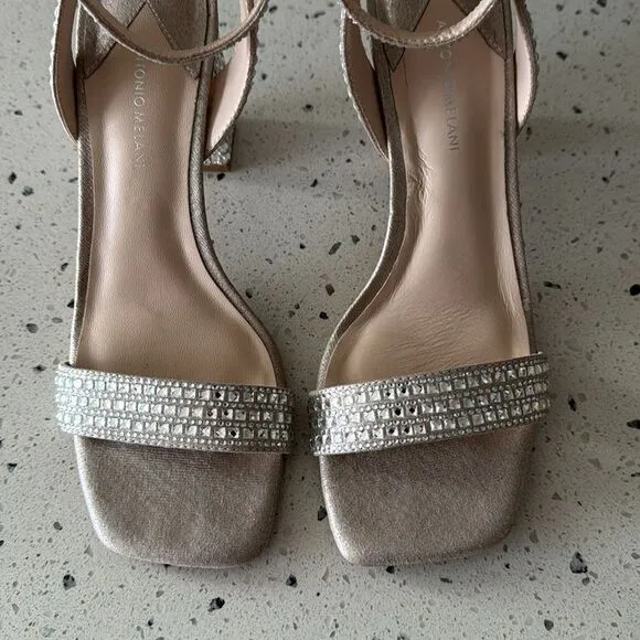 Antonio Melani Marryanna Rhinestone Embellished Ankle Strap Dress Sandals Sz 7.5