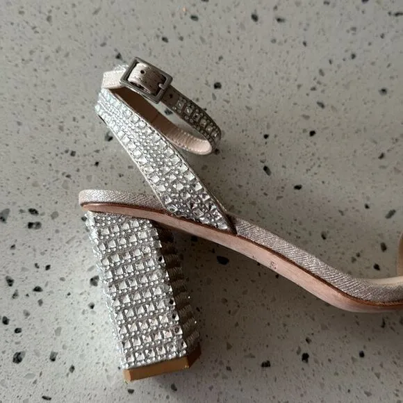 Antonio Melani Marryanna Rhinestone Embellished Ankle Strap Dress Sandals Sz 7.5