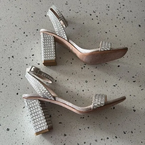 Antonio Melani Marryanna Rhinestone Embellished Ankle Strap Dress Sandals Sz 7.5