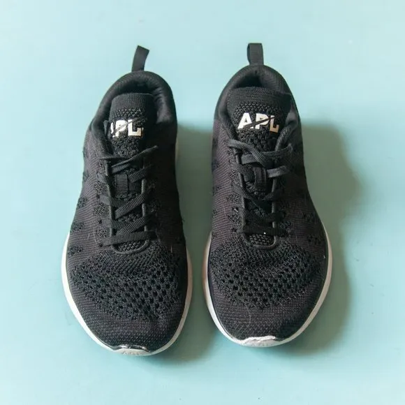 APL Techloom Pro Black White Sole Knit Lace Up Athletic Tennis Shoes Size 8.5