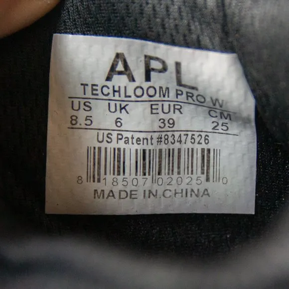 APL Techloom Pro Black White Sole Knit Lace Up Athletic Tennis Shoes Size 8.5