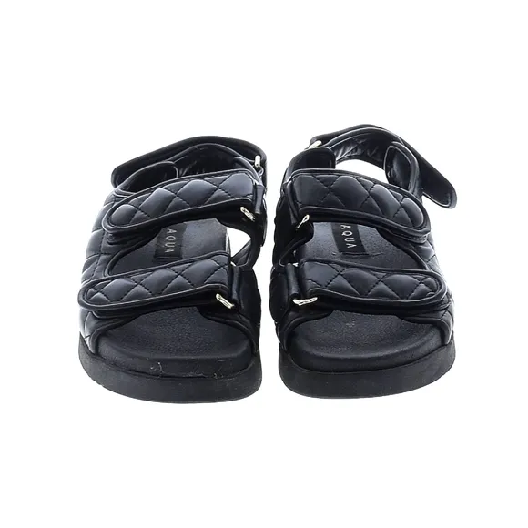 Aqua Black Quilted Margo Round Toe Platform Slingback Sandals