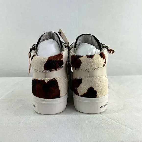 Aqua College Guliette Lace-Up Zip Sneakers- Cow Print Leather- Size 8 - NIB