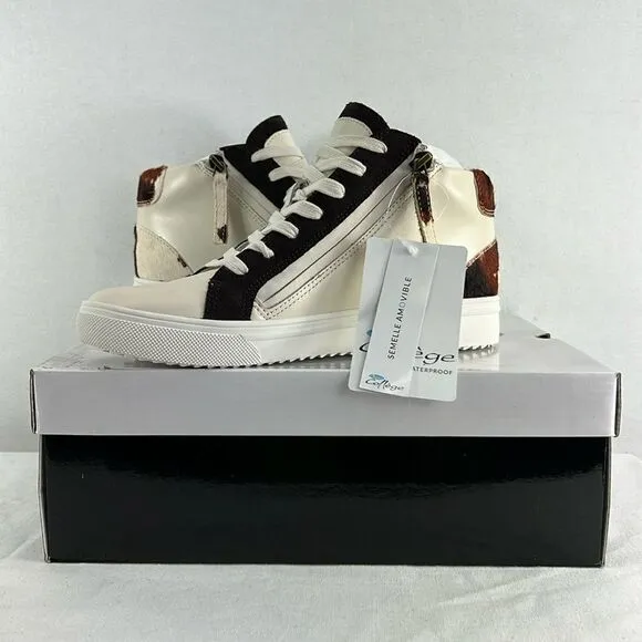 Aqua College Guliette Lace-Up Zip Sneakers- Cow Print Leather- Size 8 - NIB