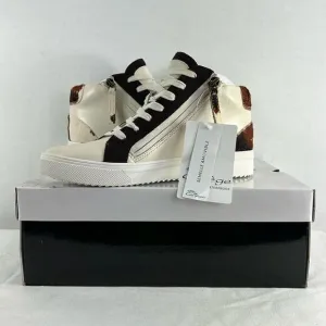 Aqua College Guliette Lace-Up Zip Sneakers- Cow Print Leather- Size 8 - NIB
