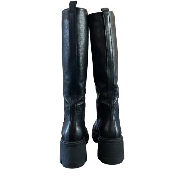 AQUA Goal Leather Platform Boots Knee High NEW Size 10 Pull On