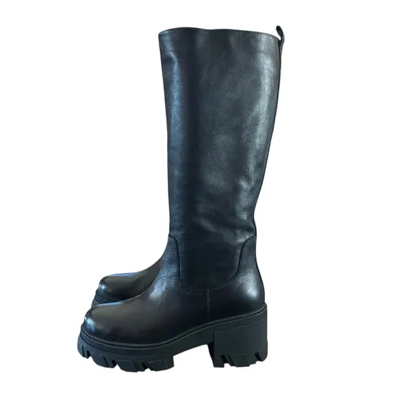 AQUA Goal Leather Platform Boots Knee High NEW Size 10 Pull On
